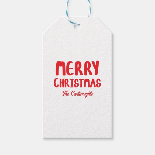 Hand-drawn Block Letters Merry Christmas Greeting ギフトタグ (正面)