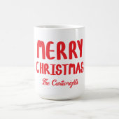 Hand-drawn Block Letters Merry Christmas Greeting コーヒーマグカップ (中央)