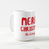 Hand-drawn Block Letters Merry Christmas Greeting コーヒーマグカップ (正面左)