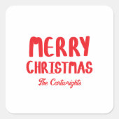 Hand-drawn Block Letters Merry Christmas Greeting スクエアシール (正面)