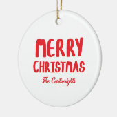 Hand-drawn Block Letters Merry Christmas Greeting セラミックオーナメント (左)