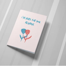 Hand-drawn blue and pink tulips mosaic-inspired  カード