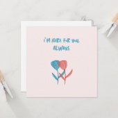 Hand-drawn blue and pink tulips mosaic-inspired  カード (正面/裏面インサイチュ)