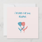 Hand-drawn blue and pink tulips mosaic-inspired  カード (正面)