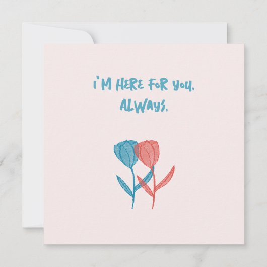 Hand-drawn blue and pink tulips mosaic-inspired  カード (正面)