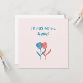 Hand-drawn blue and pink tulips mosaic-inspired  カード