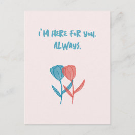 Hand-drawn blue and pink tulips mosaic-inspired  ポストカード