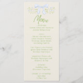 Hand Drawn Blue Bow Floral Summer Wedding Menu  メニュー (正面)