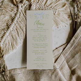 Hand Drawn Blue Bow Floral Summer Wedding Menu  メニュー