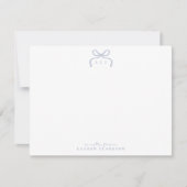 Hand Drawn Blue Bow Monogram Note Card 招待状 (正面)
