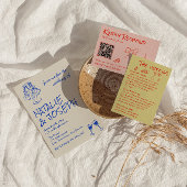 Hand Drawn Blue Cake Bows Funky Unique Wedding 招待状