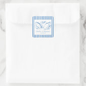 hand drawn Blue Couple Swan Whimsical Wedding スクエアシール (バッグ)