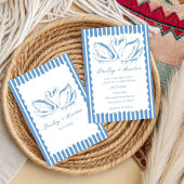 hand drawn Blue Couple Swan Whimsical Wedding 招待状