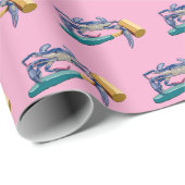 Hand Drawn Blue Crab with Hammer Mallet  ラッピングペーパー (ロールコーナー)