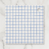 Hand Drawn Blue Gingham Bow Baby Boy Shower フェイバータグ (裏面)