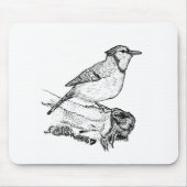 Hand-Drawn Blue Jay Stipple Art Mousepad マウスパッド (正面)