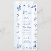Hand Drawn Blue Stripes Italian Menu メニュー (正面/裏面)