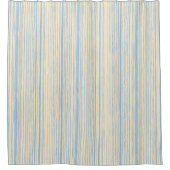 Hand Drawn Blue Vertical Stripe Bathroom Decor シャワーカーテン (正面)