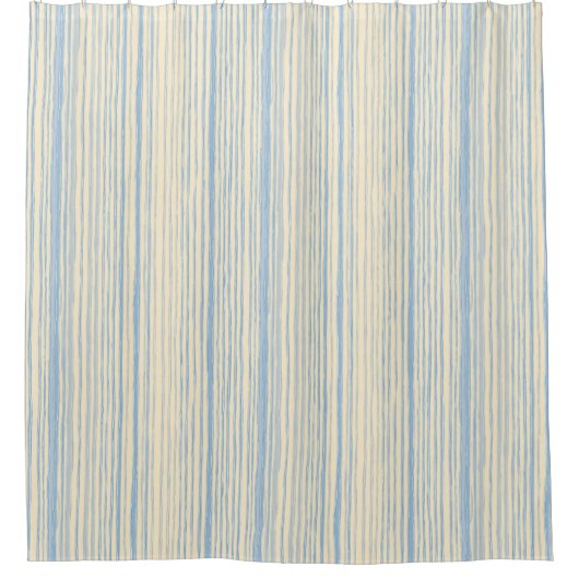 Hand Drawn Blue Vertical Stripe Bathroom Decor シャワーカーテン (正面)