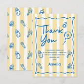 Hand Drawn Blue Yellow Ciao Baby Thank You Card サンキューカード (正面/裏面)