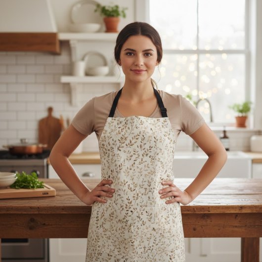 Hand Drawn Boho Leaf Pattern エプロン