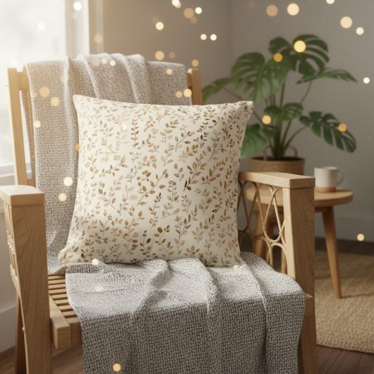 Hand Drawn Boho Leaf Pattern クッション