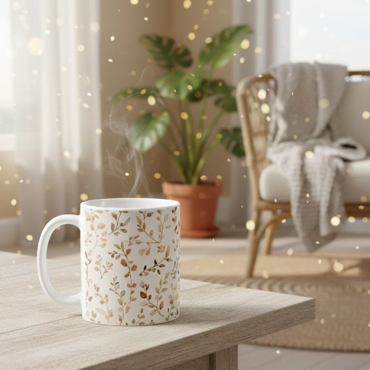 Hand Drawn Boho Leaf Pattern コーヒーマグカップ