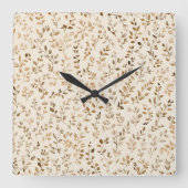 Hand Drawn Boho Leaf Pattern スクエア壁時計 (正面)