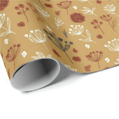 Hand-drawn Boho Wildflower and Berry Print ラッピングペーパー (ロールコーナー)