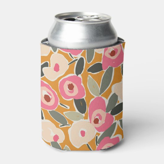 Hand-Drawn Bold Inky Floral Pattern- Sunlit Meadow 缶クーラー (缶正面)