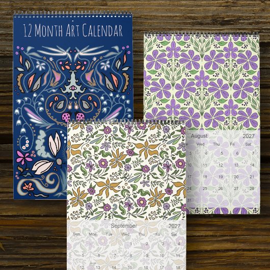 Hand Drawn Botanical and Abstract Art Calendar カレンダー