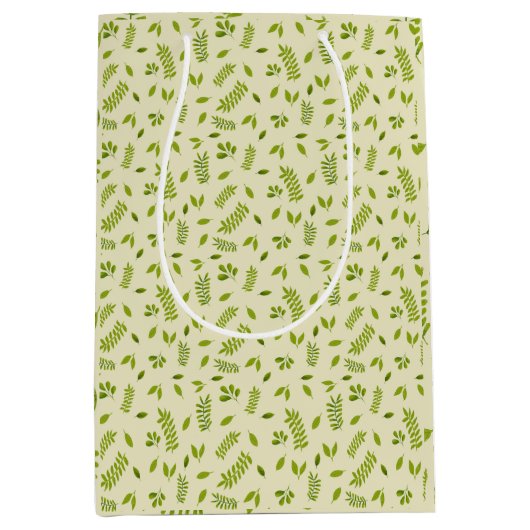 Hand-Drawn Botanical Nature Seamless Pattern  ミディアムペーパーバッグ (正面)