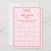 Hand Drawn Bow Christmas Baby Shower Bingo Game 招待状 (正面)