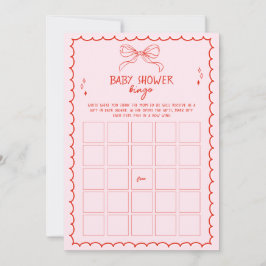 Hand Drawn Bow Christmas Baby Shower Bingo Game 招待状