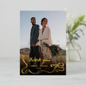 Hand drawn bow Gold Foil Thank you | Wedding Photo 箔シーズンカード (立ち正面)