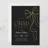 Hand Drawn Bow Graduation Invitation 招待状 (正面)