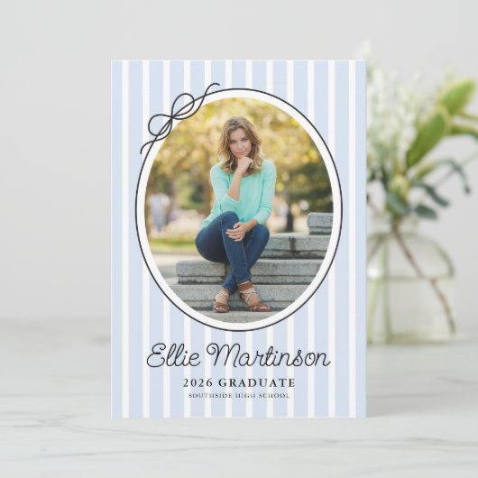 Hand Drawn Bow Photo Graduation Party Invitation 招待状 (スタンド正面)