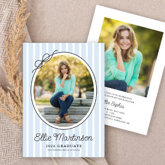 Hand Drawn Bow Photo Graduation Party Invitation 招待状