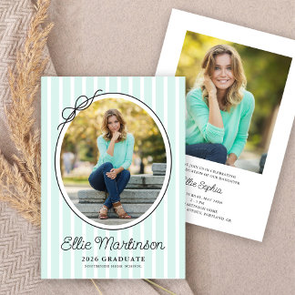 Hand Drawn Bow Photo Graduation Party Invitation 招待状