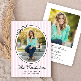 Hand Drawn Bow Photo Graduation Party Invitation 招待状