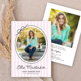 Hand Drawn Bow Photo Graduation Party Invitation 招待状