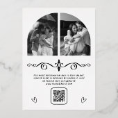 Hand Drawn Bow QR Code Photo Wedding Gold 箔招待状 (裏面)