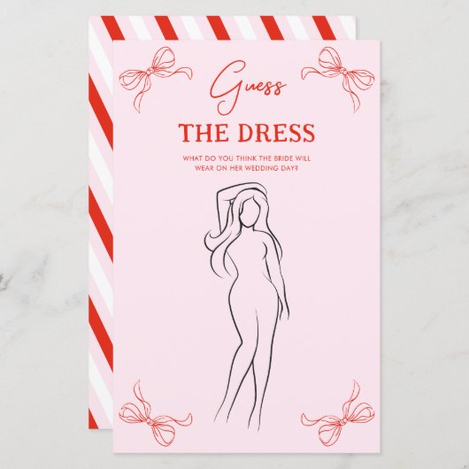 Hand Drawn Bow Red & Pink Guess the Dress Game (正面/裏面)