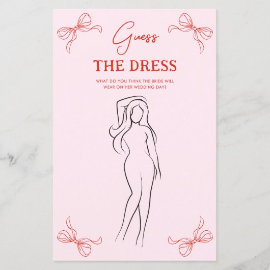 Hand Drawn Bow Red & Pink Guess the Dress Game (正面)