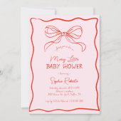 Hand Drawn Bow Red & Pink Merry Little Baby Shower 招待状 (正面)