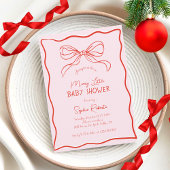 Hand Drawn Bow Red & Pink Merry Little Baby Shower 招待状