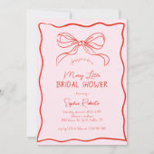 Hand Drawn Bow Red Pink Merry Little Bridal Shower 招待状 (正面)
