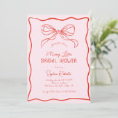 Hand Drawn Bow Red Pink Merry Little Bridal Shower 招待状 (スタンド正面)
