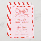 Hand Drawn Bow Red Pink Merry Little Bridal Shower 招待状 (正面/裏面)