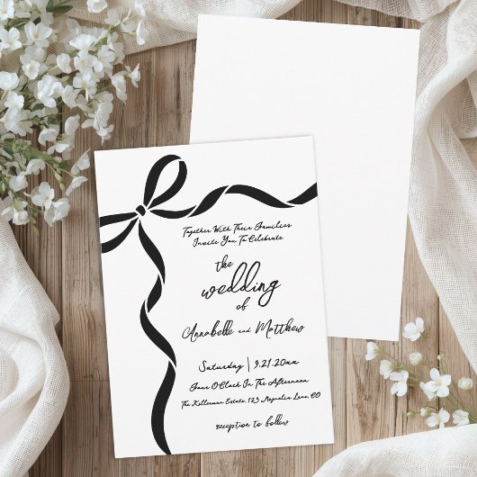 Hand Drawn Bow Whimsical Wedding 招待状